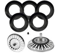 Sink Plug Rubber Seals, 5 Pack, Universal Replacement Washers, 78-83mm (5)