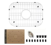 Sink Protectors for Kitchen Sink, 18-7/8" x 13-3/4" Stainless Steel Sink Grid with Center Drain, 304 Stainless Steel Sink Protector with Sink Strainer and Protective Rubber Feet…