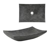Sink Rectangular Black Marble 50x35x12 cm Countertop Vessel Basin 4.5cm Handmade