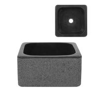 Sink River Stone Black Square 30x30x15 cm Handmade Rustic Basin with Drain Home