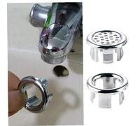Sink Round Ring Overflow Replacement Cover Waste Plug Filter Bathroom Washbasin Sink Drainer 2 Pieces