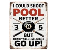 Sink Shots Sharper Tin Sign 12x8 Inch | Playful aim coach for game room man cave or basement pool table wall