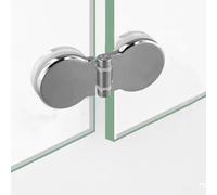 Sink Shower Tray Screen Frameless Glass Hinge 180° Rotation Zinc Alloy Chrome Finish with Fixing Clamp for 5-12mm Glass Doors, Bathroom Glass Shelf Holder and M(Single Side Hinge)