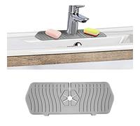 Sink Splash Guard Silicone Faucet Mat, Silicone Faucet Handle Drip Catcher Mat for Kitchen Bathroom Bar Countertop Protect (Grey)