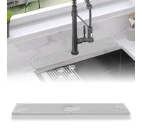 Sink Splash Guard Stone Drying Mat for Kitchen (15.7" x 3.9"), Fast Drying Diatomite Faucet Draining Mat Water Absorbing Stone Tray Faucet Splash Guard for Kitchen Sink and Bathroom Counter