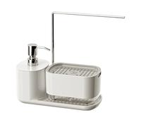 Sink Sponge Holder - Kitchen Organizer And Bathroom Soap Dish | Storage Caddy With Bottle Dispenser For Shampoo, Sponges, Ideal For Dorms, Apartments, Bathroom Sinks, Compact Multi-Use Sink Counter St