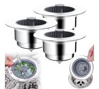 Sink Strainer, 3 in 1 Kitchen Sink Drain Strainer, Stainless-wrap Shell, Anti-Clogging, Universal Sink Strainer (3)