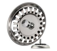 Sink strainer basket, 1 pack, Ø 79 mm strainer basket, in stainless steel, basket spigot protrudes 20 mm deep into the drain, Ø 7.8 mm pin, spare part for kitchen sinks
