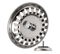 Sink strainer basket, 1 pack, Ø 82 mm strainer basket, in stainless steel, basket spigot protrudes 25 mm deep into the drain, Ø 7.8 mm pin pin, spare part for kitchen sinks