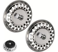 Sink Strainer Basket, 2 sets, Ø 3.15", compatible with IKEA Siphon ATLANT and DOMSJÖ, Strainer Basket with improved Rubber Seal Gasket, Spare Part for Atlant Sink and Domsjö Sink, Drain Plug Strainer