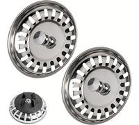 Sink Strainer Basket, 2 sets, Ø 3.15", compatible with IKEA Siphon ATLANT and DOMSJÖ, Strainer Basket with improved Rubber Seal Gasket, Spare Part for Atlant Sink and Domsjö Sink, Drain Plug Strainer