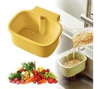 Sink Strainer Basket, Hanging Kitchen Sink Strainer Basket with Press Dumping & Self-Cleaning Design, Corner Sink Trash Catcher for Food Waste, Sink Protectors for Kitchen Sink (Yellow)