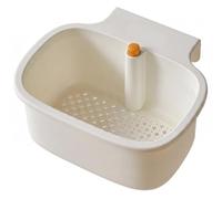 Sink Strainer Basket, Hanging Sink Drain Basket with Press-to-Dump, Multi-Functional Colander for Kitchen, White
