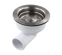 Sink Strainer Kitchen Sink Replacement with 79mm Stainless Steel Basket and PP Flange Rust Resistant Waste Filter Stopper Compatible with 83-90mm Openings Removable Easy Clean White(114mm)