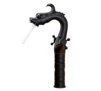 Sink Tap Bathroom All Copper Antique Hot and Cold Water Faucet Household Raised Single-Hole Washbasin Bathroom Basin Golden Dragon-Shaped Faucet, Tall Black