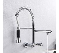 Sink Taps Kitchen Faucet Double Handle Mounted On Spring Faucet with 2 Nozzles Chrome Finish,Chrome A