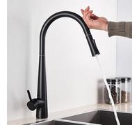 Sink Taps,Kitchen Faucet for Bar Farmhouse Commercial,Touch Sensor White Kitchen Faucet,White Pull Out Mixer Faucets,Black Smart Stream Spray Mode Taps(Color:Matte Black)