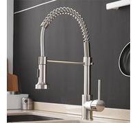 Sink Taps Kitchen Faucets Black Brass Faucets for Kitchen Sink Single Lever Pull Out Spring Spout Mixers Tap Hot Cold Water,Black,G1/2 Thriving