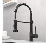 Sink Taps Kitchen Faucets Black Brass Faucets for Kitchen Sink Single Lever Pull Out Spring Spout Mixers Tap Hot Cold Water,Black,G1/2 Thriving