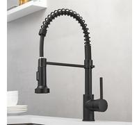 Sink Taps Kitchen Faucets Black Brass Faucets for Kitchen Sink Single Lever Pull Out Spring Spout Mixers Tap Hot Cold Water,Black,G1/2 Thriving