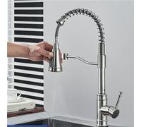 Sink Taps Kitchen,Pull Out Kitchen Brushed Nickel Hot Cold Mixer Tap 360 Degree Swivel Spout Deck Mounted Stream Single Hole Mixer Crane Brushed Nickel E Friendship Years
