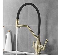 Sink Taps Matte Black Gourmet Kitchen Faucet Pull Down Single Cold Water Mixer Tap Wall Mounted Faucet 360 Rotation,Bathroom Vanity Mixer,Gold