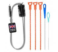 Sink Unblocker, Drain Snake Hair Remover, 6 Piece Drain Unblocker Tool Set | drain snake unblocker for shower and bath, plughole unblocker, drain hair remover, stainless steel, designed in the UK