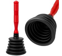 Sink Unblocker Plunger with Strong Suction - Plunger Sink Unblocker for Kitchen Sink & Shower - Manual Drain Cleaner, Durable Chemical-Free Unblocking Tool (Red)