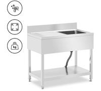 Sink Unit 1 Basin Stainless Steel 100 x 60 cm Royal Catering - Commercial Sinks by Silver