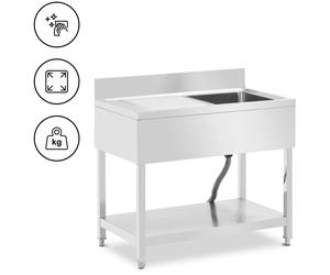Sink Unit 1 Basin Stainless Steel 100 x 60 cm Royal Catering - Commercial Sinks by Silver