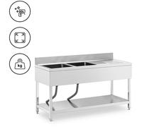 Sink Unit 2 Basins Stainless Steel 160 x 60 cm Royal Catering - Sink Units by Silver