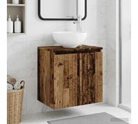 Sink Vanity Wall-Mounted 49.5x35x63cm Old Wood Engineered Wood Basin Quick Drain