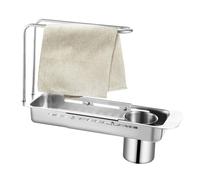 Sink Washing Basket with Adjustable Strainer, Concealed Kitchen Sink Basket | Adjustable Stainless Steel Clothes Airer, Expandable Kitchen Drying Rack