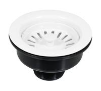 Sink Waste Basket Strainer Plug 1 1/2" BSP Kitchen Bathroom Basin Unit (Gloss White)