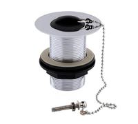 Sink Waste Unslotted Chrome Plated with Plug & Chain for Basins Without Overflow - Durable Metal Construction