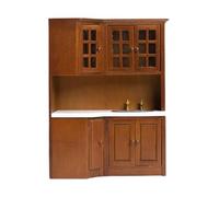 Sink Wooden Corner Cabinet for Dollhouse Dollhouse Miniature Kitchen Cabinet Landscape Scene Decoration Miniature Kitchen Furniture