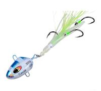 Sinking Jigging Lure 100g Metal Squid Assist Hooks for Sea and River Fishing with Stable Fall and Life like Fish Head Design (blue)