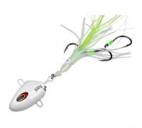 Sinking Jigging Lure 100g Metal Squid Assist Hooks for Sea and River Fishing with Stable Fall and Life like Fish Head Design (white)