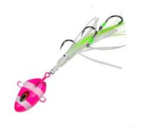 Sinking Jigging Lure Metal Squid Assist Hooks 100g for Sea and River Fishing Stable Body Shape with Life like Fish Head and Carbon Steel Hook (pink)