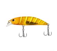 Sinking Minnow Fishing Lure with 3D Eyes and Dual Treble Hooks, Designed for Long Distance Casting and Effective Fish Catching (A)