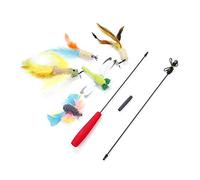 Sinknap hunsite 6Pcs Pet Cat Kitten Feather Bell Dragonfly Fish Shape Teaser Play Stick Chew Toy