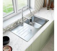 Sinkoro Stainless Steel Single Bowl Kitchen Sink Square Left Hand Modern Drainer Wastes