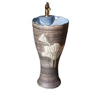 Sinks Retro Ceramic Column Basin Washbasin Antique Outdoor Villa Floor-to-ceiling Integrated Courtyard Base Sink
