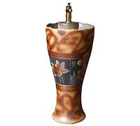 Sinks Sink Retro Ceramic Column Basin Antique Outdoor Villa Floor Washbasin Integrated Base