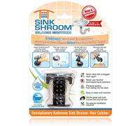 SinkShroom Revolutionary Bathroom Sink Drain Protector Hair Catcher, Strainer, Snare, Silicone, Black Chrome, Standard