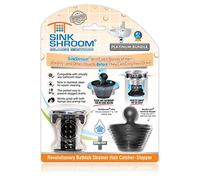 SinkShroom Revolutionary Bathroom Sink Drain Protector Hair Catcher, Strainer, Snare, Stainless Steel, Black with Stopper