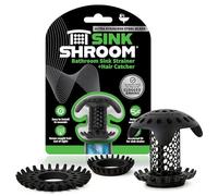 SinkShroom Ultra Bathroom Sink Drain Protector, Stainless Steel, Matte Black, Hair Catcher with Multiple Drain Adapters