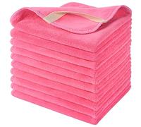 Sinland 10 Pack Microfiber Facial Cloths Fast Drying Washcloth Reusable Makeup Remover Pads Super Soft Facial Cleansing Cloths 12 inch x 12 inch Dark Pink