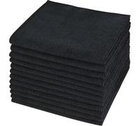 SINLAND Microfiber Cleaning Cloth Tea Towels Absorbent Dish Cloth Kitchen Streak Free Dish Rags Glass Cleaning Cloths 12inchx12inch 12 Pack Black