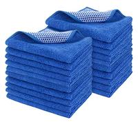 SINLAND Microfiber Dish Cloth for Washing Dishes Dish Rags Best Kitchen Cloths Cleaning Cloths Poly Scour Side 12Inchx12Inch 20Pack, Dark Blue